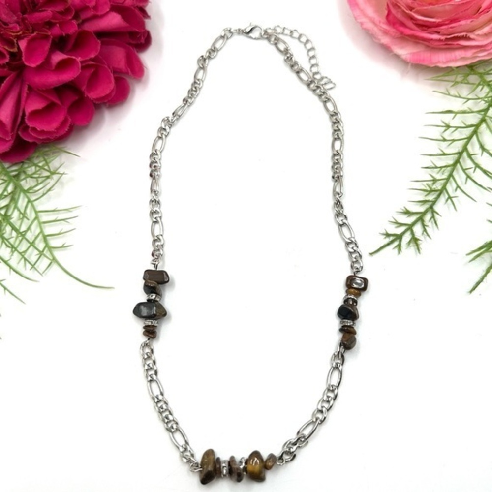 NEW⚜️Tiger’s Eye Gemstone Beaded Chain Necklace